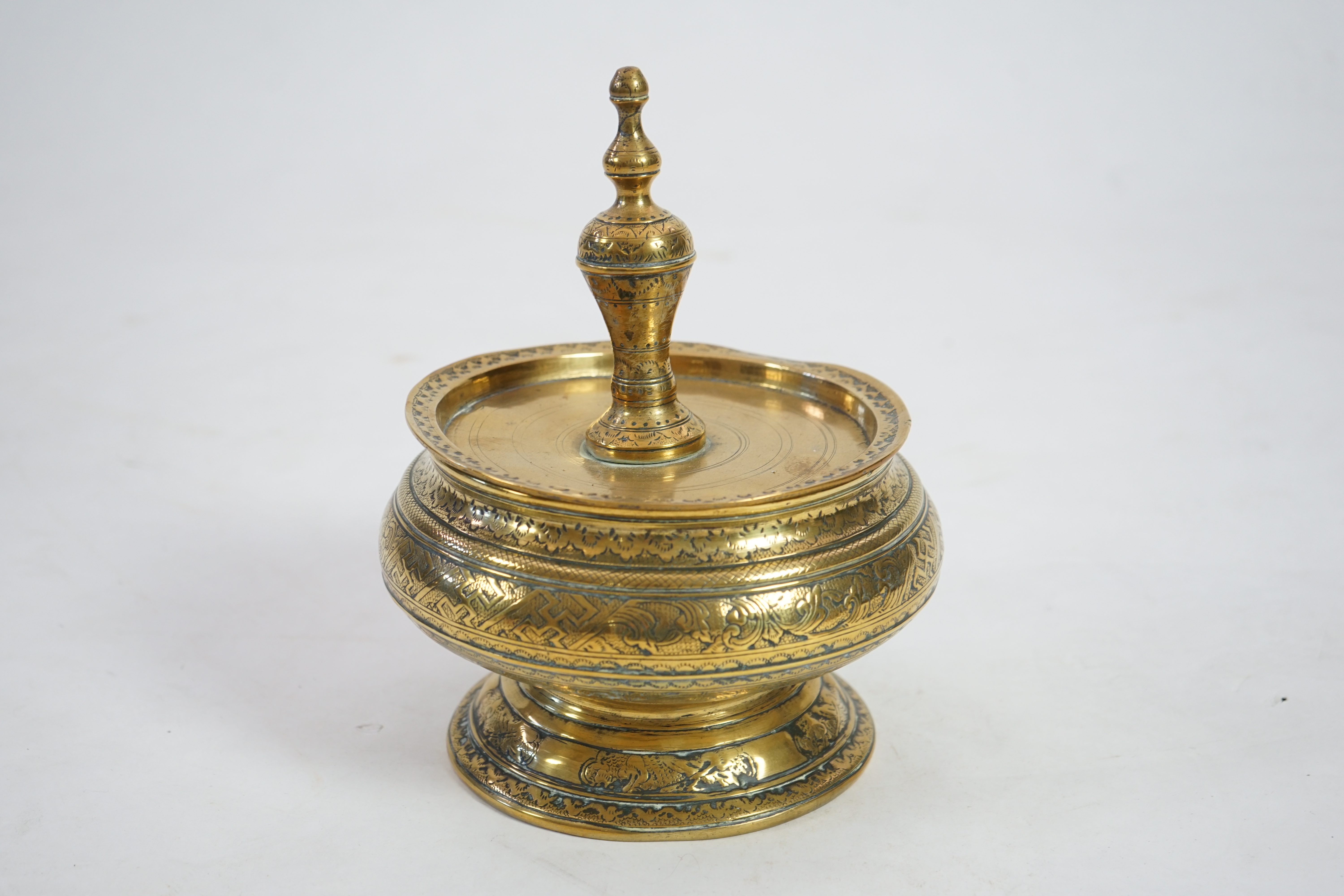 A 19th century Burmese bronze Offering bowl and cover